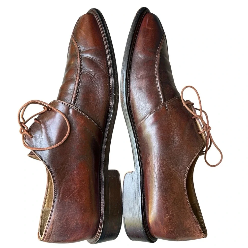 FOLIO New York Oxfords Dress Shoes Men's Size 11M‎ Brown Leather Split Toe Laces